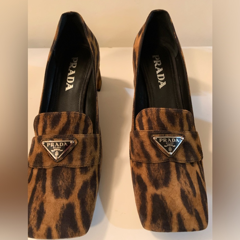 Prada Brown Animal Print Loafers